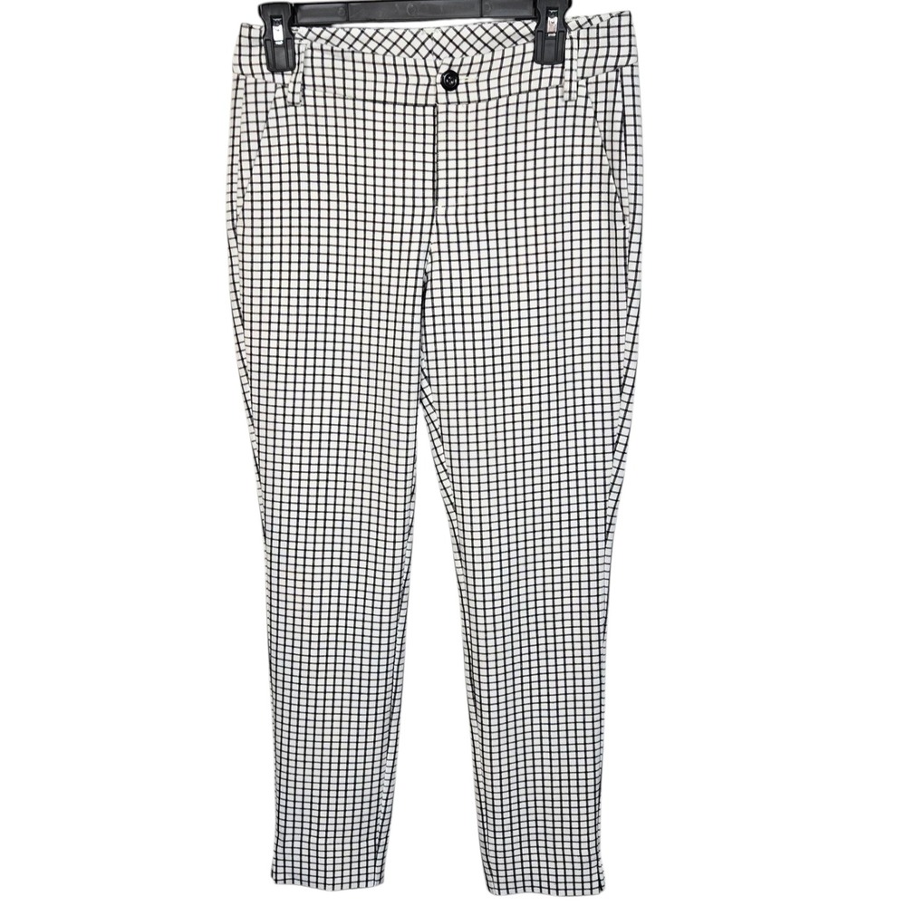 Cabi Pants Womens Size 2 Black‎ White Gingham Check Slim Leg Ankle Career